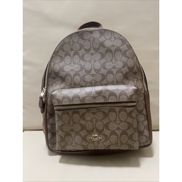 NWT COACH Charlie Backpack F58314 – Signature Khaki/Saddle - Picture 2 of 12